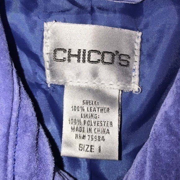 Chico’s Blue Suede Leather Coat - Picture 2 of 7